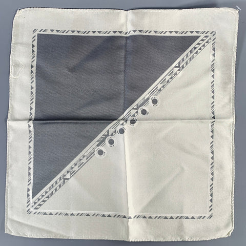 VERSACE Grey Cream Color Block Silk Pocket Square