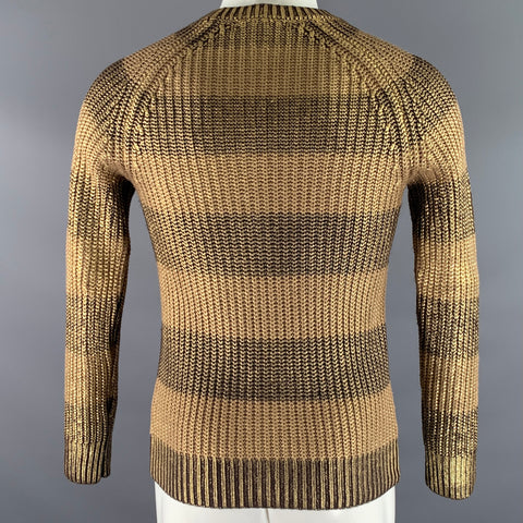 MICHAEL KORS Size XS Brown Gold Knit Cotton Viscose Angora Ribbed Sweater