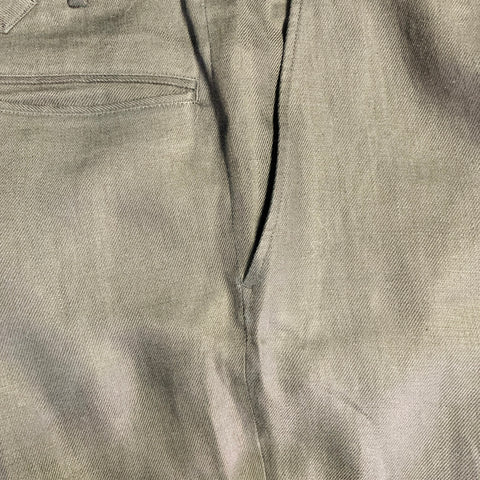 YOHJI YAMAMOTO Size L Black Red Contrast Trim Linen Back Cinch High Waisted Dress Pants