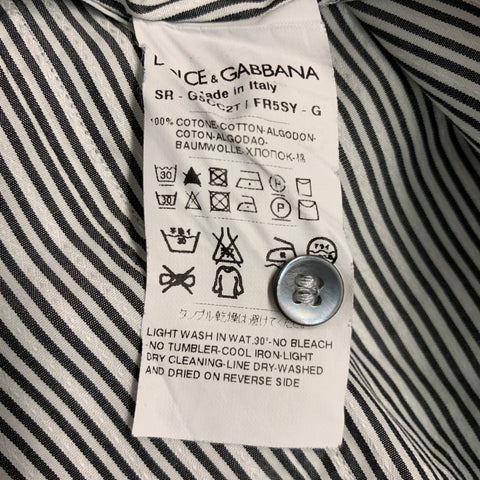 DOLCE & GABBANA Size M Black White Stripe Cotton Button Up Long Sleeve Shirt