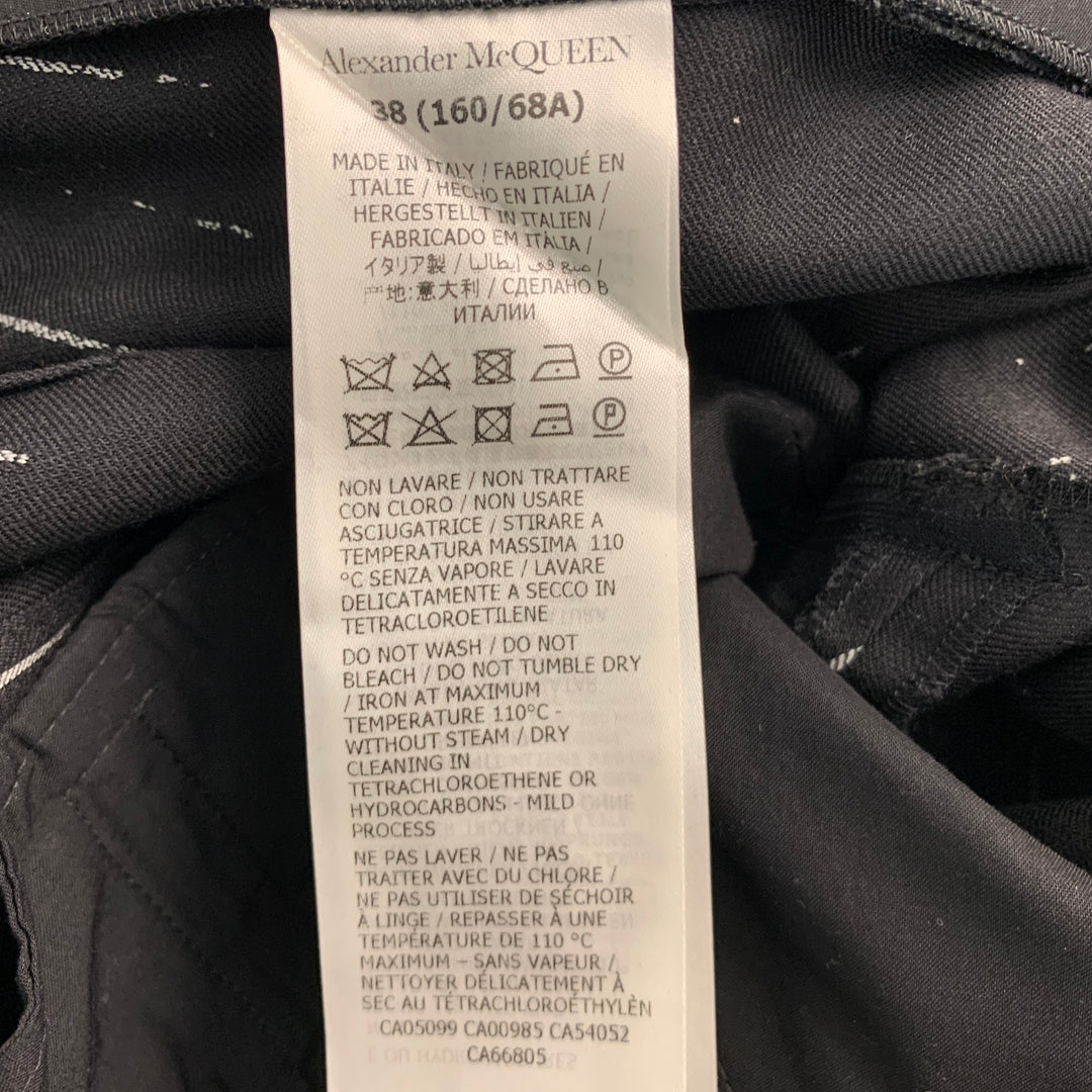 ALEXANDER MCQUEEN Size 2 Black White Wool chalk stripe Pleated Dress Pants