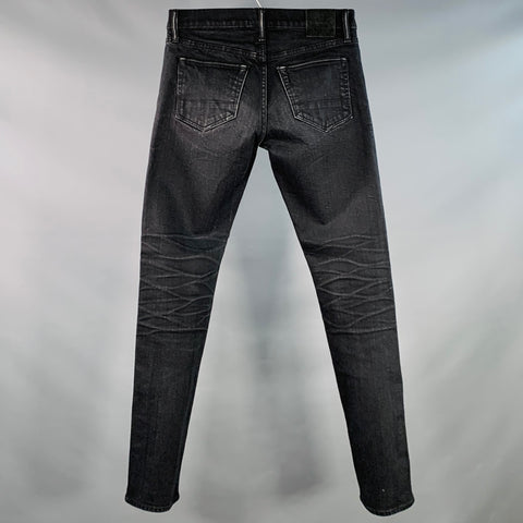 TOM FORD Size 30 Black Cotton Blend Slim Straight Button Fly Selvedge Jeans