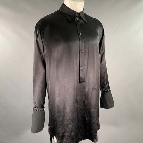 LOEWE Size S Black Silk Tunic Long Sleeve Shirt