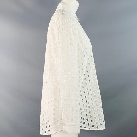 L'AGENCE Size XS White Cotton Eyelet Button Up Shirt