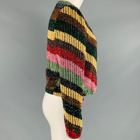 ALICE + OLIVIA Size S Multi Color Silk Stripe Jacket