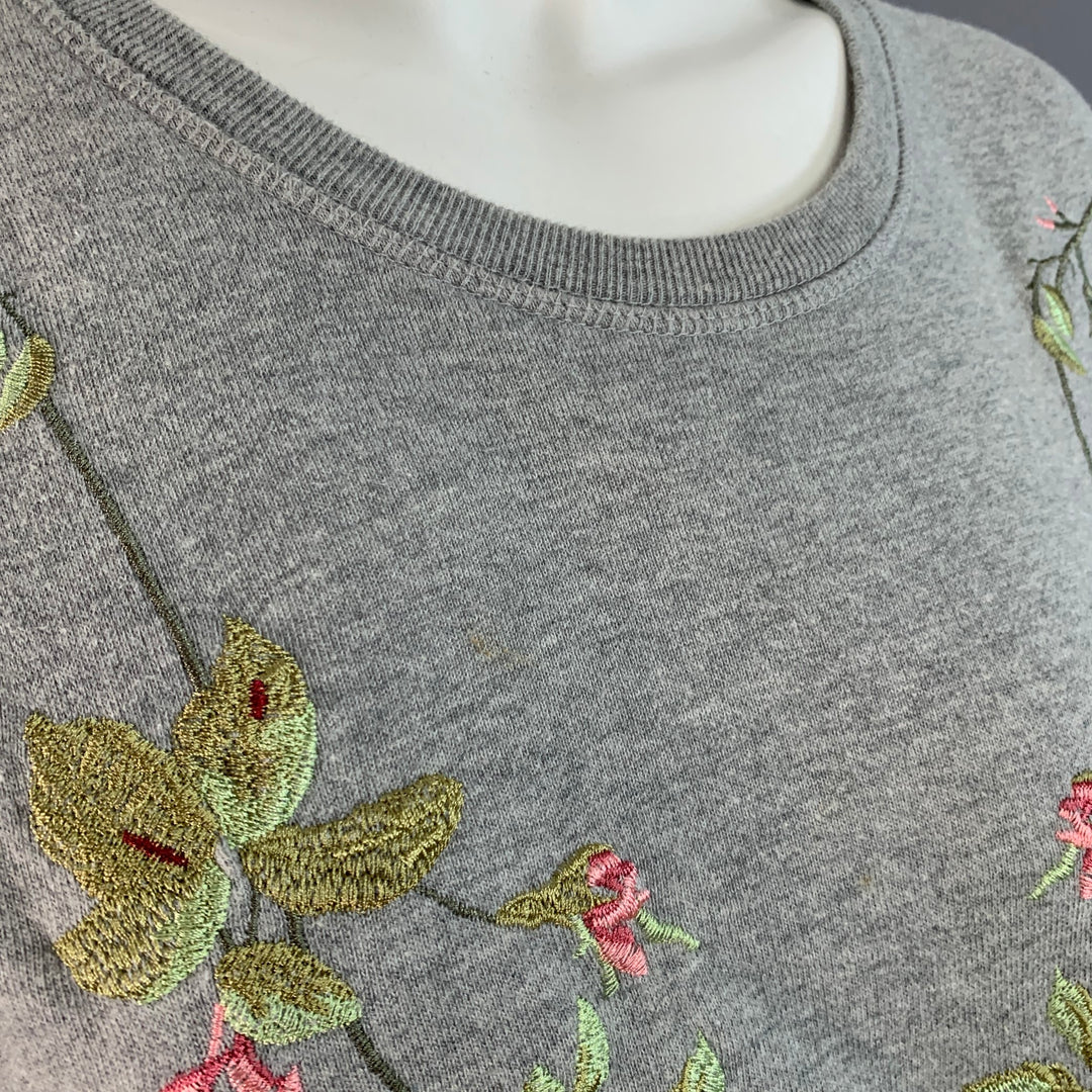 MCQ by ALEXANDER MCQUEEN Size S Grey Pink Green Cotton Embroidered Shift Sweatshirt Dress