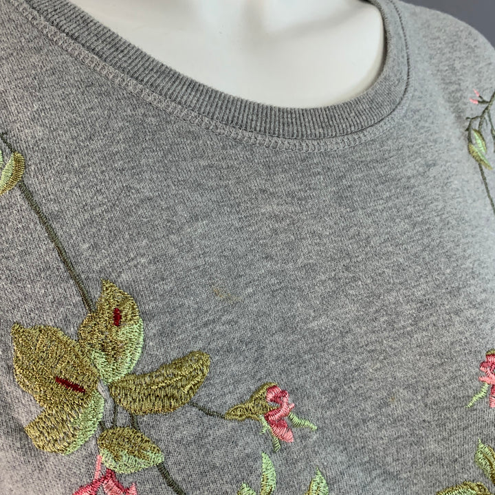 MCQ by ALEXANDER MCQUEEN Size S Grey Pink Green Cotton Embroidered Shift Sweatshirt Dress