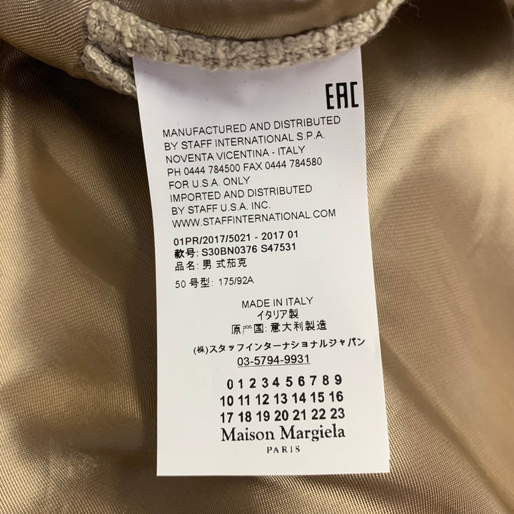 MAISON MARTIN MARGIELA Size 40 Beige Woven Cotton Notch Lapel Sport Coat