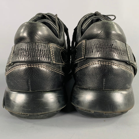 COLE HAAN Size 9.5 Black Contrast Stitch Leather Lace-Up Shoes