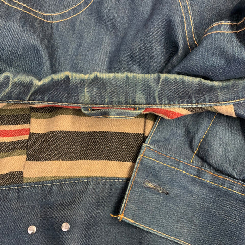 LEVI STRAUSS Size M Blue Black Mixed Fabrics Denim Western Jacket