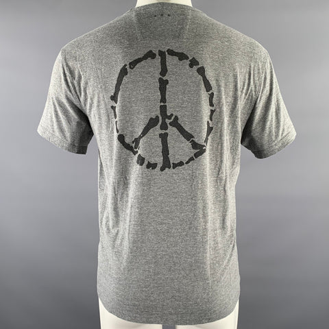 JOHN VARVATOS Size L Grey Graphic Polyester Blend T-shirt