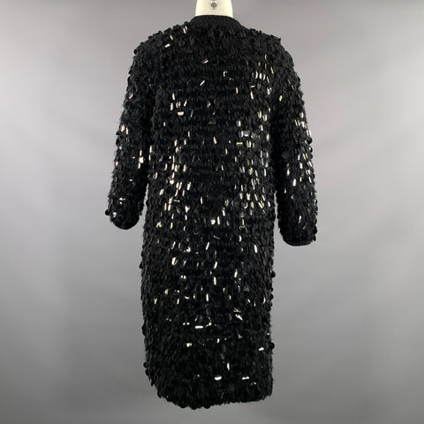 VINTAGE Size M Black Polyester Blend 3/4 Sleeves Cardigan Womens