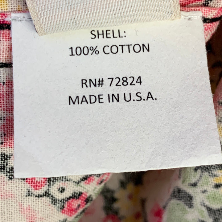 GOLDEN BEAR Size M Pink Yellow Floral Cotton Snaps Shirt Jacket