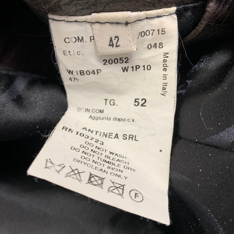 EMPORIO ARMANI Size 42 Brown Checkered Leather Zip Up Jacket