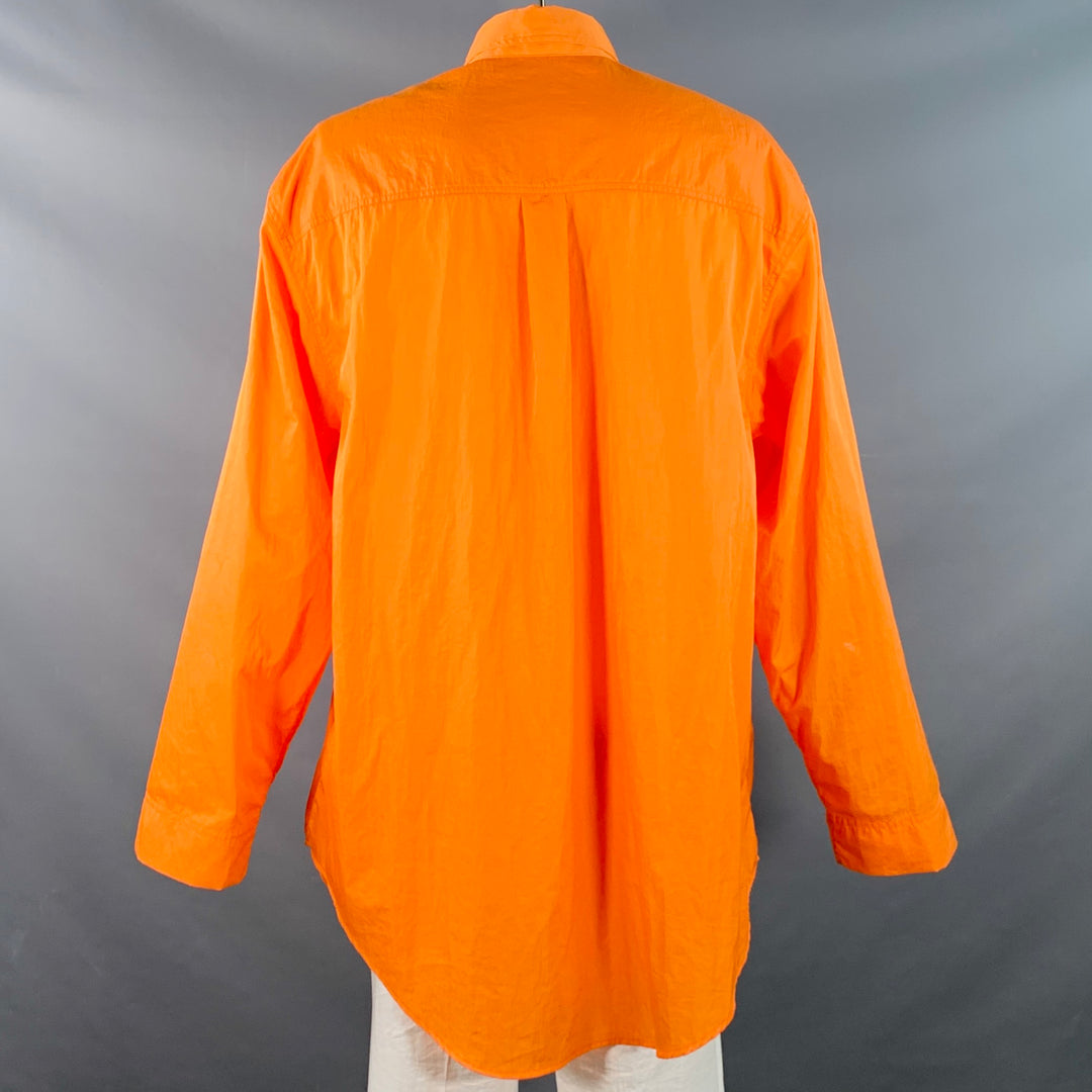 FRANKIE SHOP Size L Orange Polyester Button Down Collar Oversized Long Sleeve Shirt