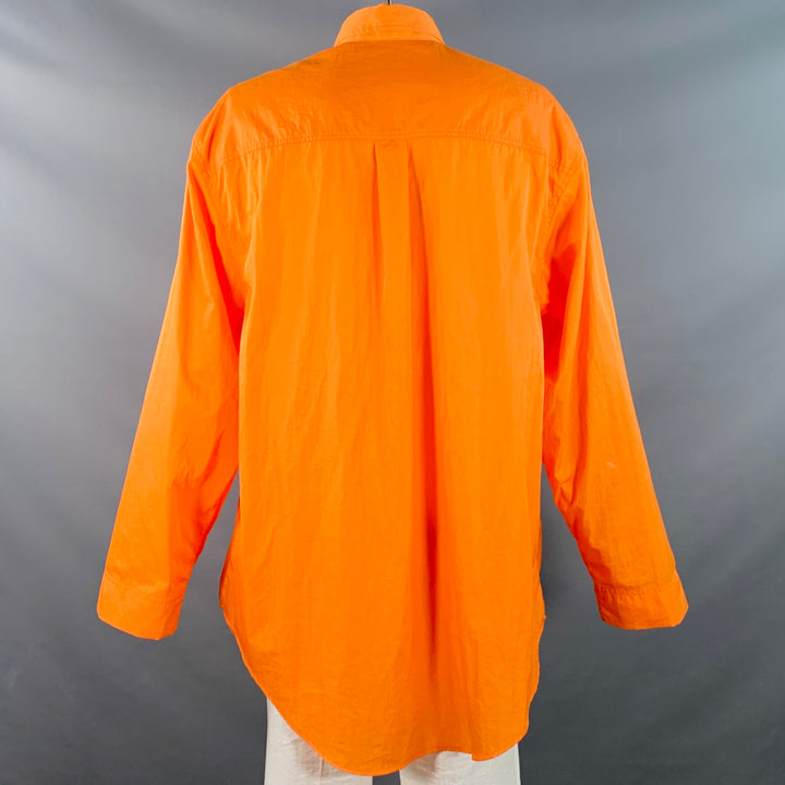 FRANKIE SHOP Size L Orange Polyester Button Down Collar Oversized Long Sleeve Shirt