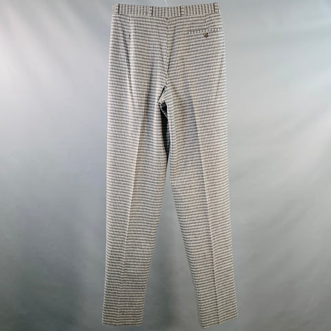 GIVENCHY Size 30 Grey Charcoal Checkered Virgin Wool Pleated Dress Pants