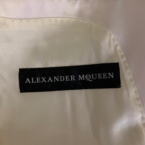 ALEXANDER MCQUEEN Size 38 Cream Black Embroidery Wool Mohair Sport Coat