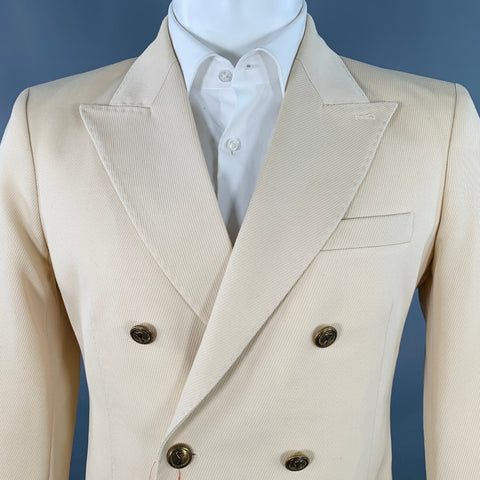 AMI by ALEXANDRE MATTIUSSI Size 34 Beige Wool Twill Double Breasted Sport Coat