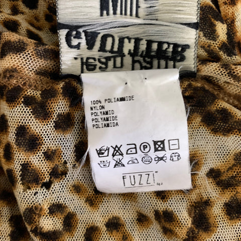 JEAN PAUL GAULTIER Size L Brown Black Leopard  Print Polyamide Mesh Pullover