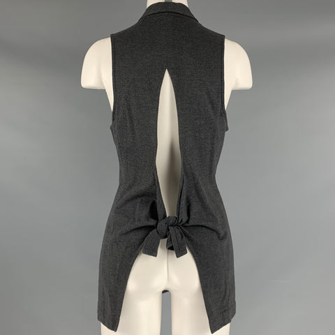 COMME des GARCONS Taille S Gilet Dos Ouvert en Laine de Coton Gris