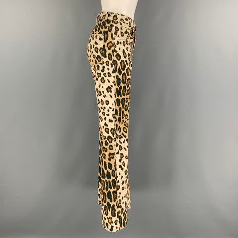ETRO Size 25 Beige Brown Cotton Elastane Animal Print Jean Cut Casual Pants