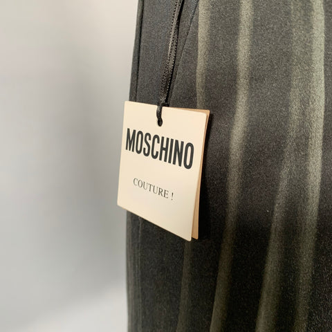 MOSCHINO Size 4 Black Yellow Cotton Blend Print Scalloped Skirt