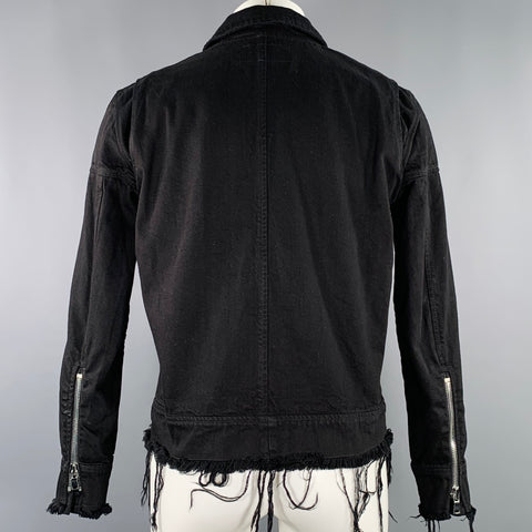 NAHMIAS Size XS Black Cotton Raw Edge Double Zipper Jacket