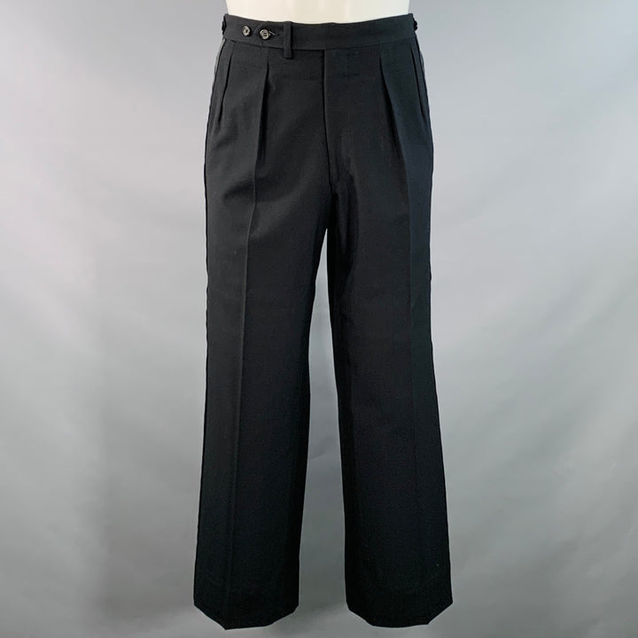 POLO by RALPH LAUREN Size 40 Regular Black Wool Peak Lapel Suit