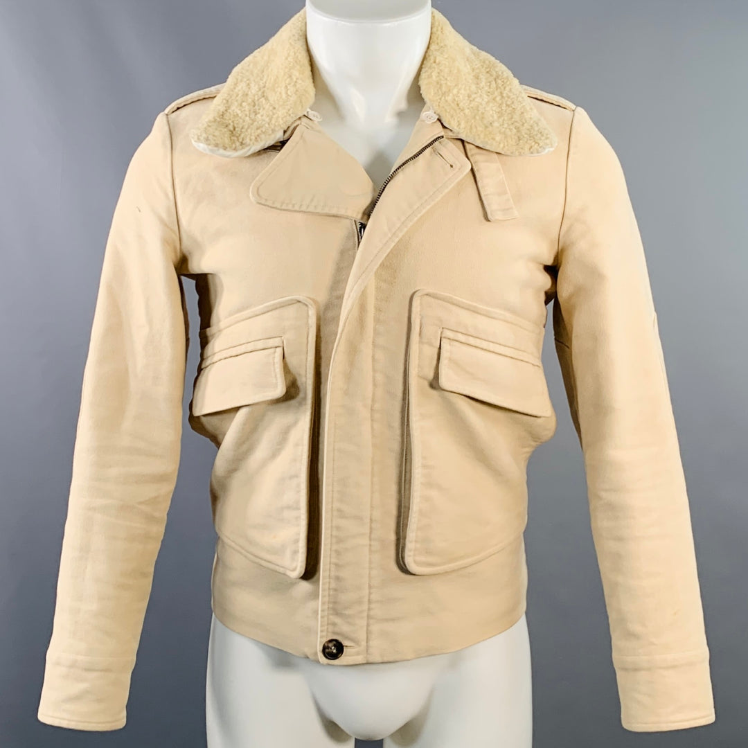 A.P.C. Size S Beige Cotton Moleskin Blouson Hidden Placket Jacket