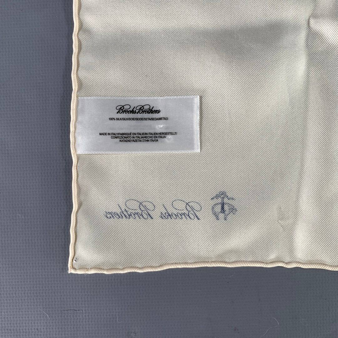 BROOKS BROTHERS Cream Solid Silk Pocket Square