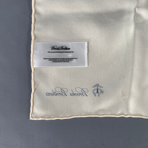 BROOKS BROTHERS Cream Solid Silk Pocket Square