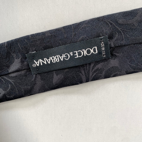DOLCE & GABBANA Black Abstract Floral Silk Tie