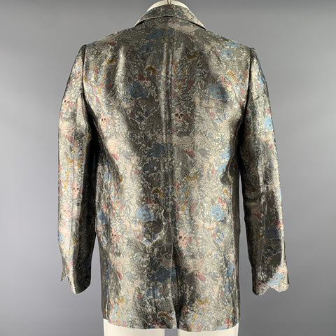 ZADIG & VOLTAIRE Chest Size 38 Silver Blue Pink Jacquard Peak Lapel Sport Coat