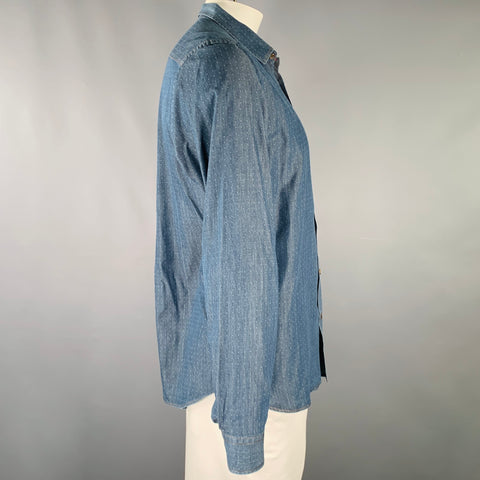 TED BAKER Size XXL Navy White Dots Cotton Long Sleeve Shirt