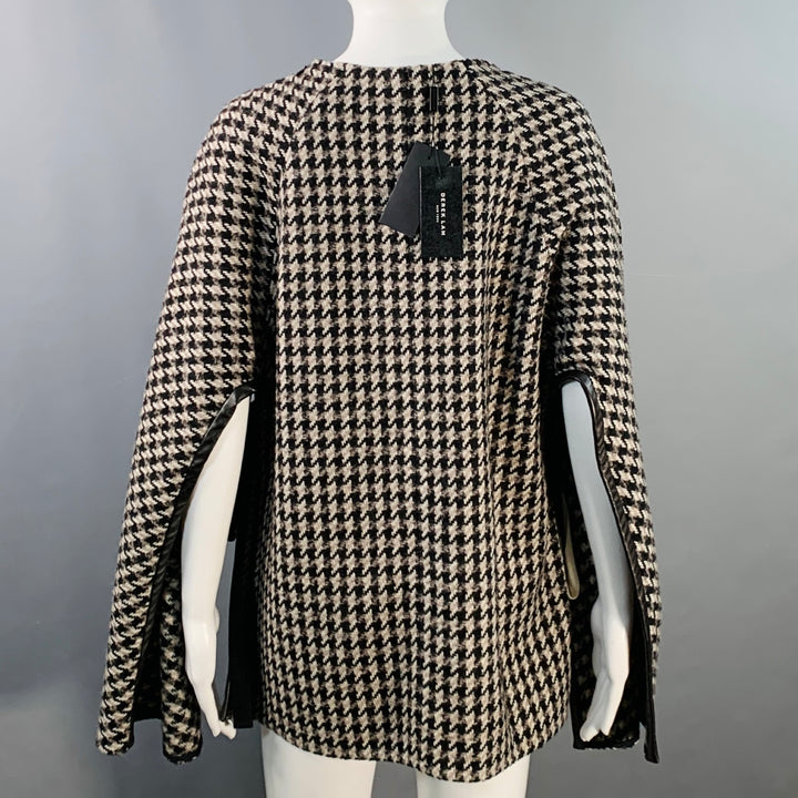 DEREK LAM Size XS/S Black Beige Wool Alpaca Houndstooth Poncho Pullover