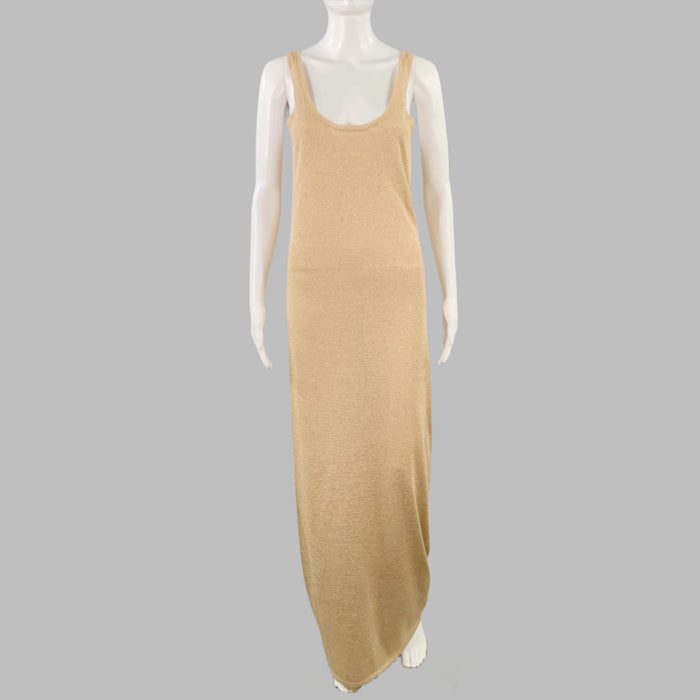 SAINT LAURENT Size S Gold Beige Tank Long Cocktail Dress