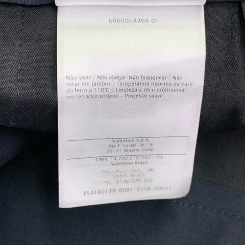 VALENTINO Size 30 Navy White Wool Mohair Tuxedo Stripes Zip Fly Dress Pants