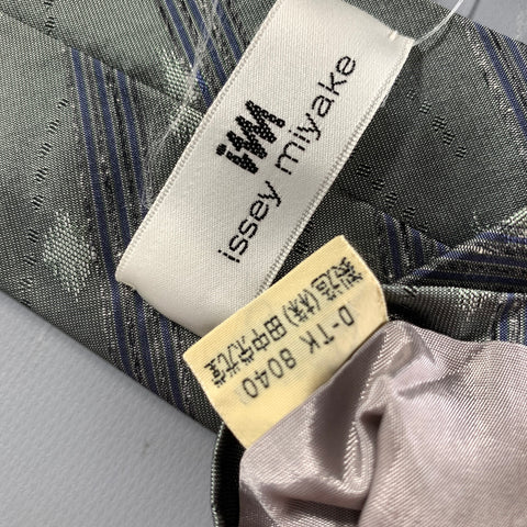 ISSEY MIYAKE Gray Navy Jacquard Silk Tie