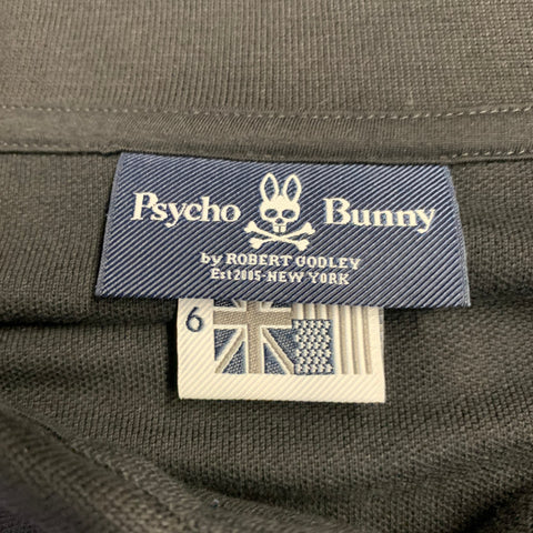 PSYCHO BUNNY Size XL Black White Logo Cotton Short Sleeve Polo