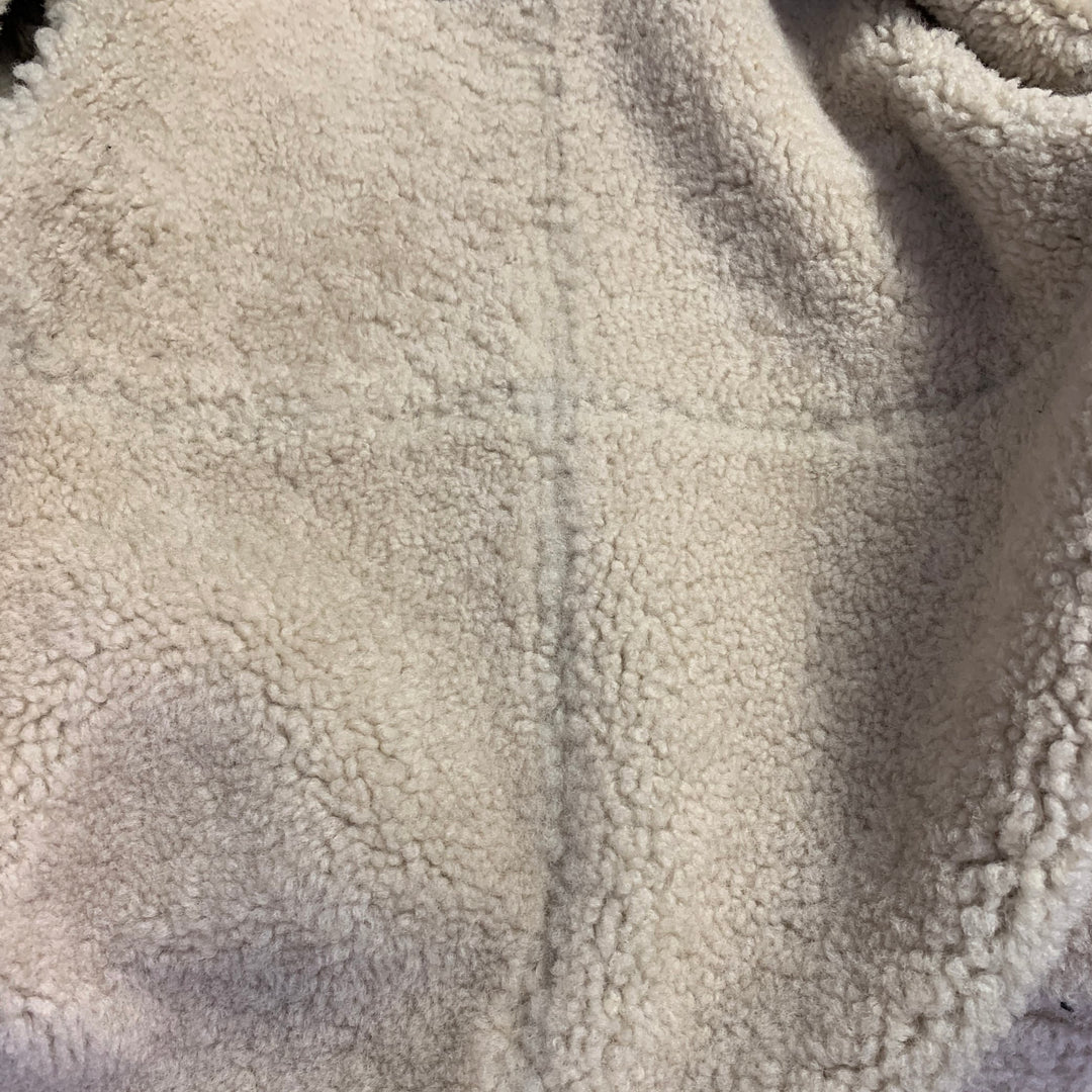 BARNEY'S NEW YORK Size S Brown Beige Leather Bomber Jacket