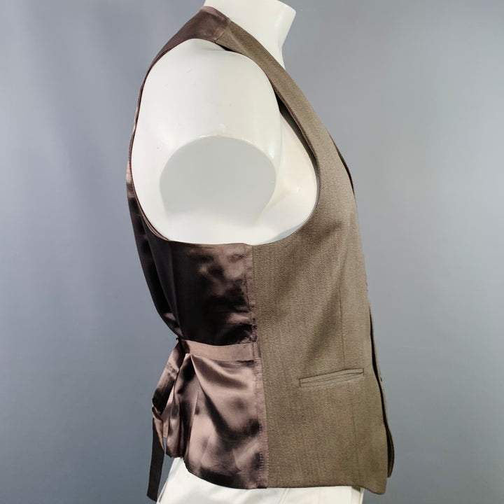 JOSEPH ABBOUD Size 42 Regular Brown Wool V-Neck Vest