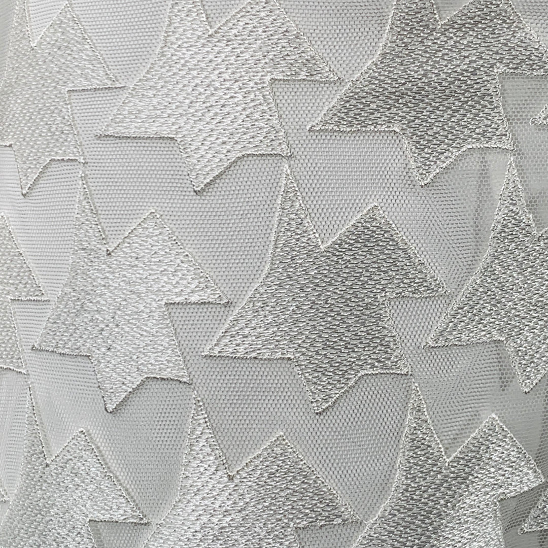 AKRIS Size 10 White Polyester Abstract Lace Nehru Collar Shirt