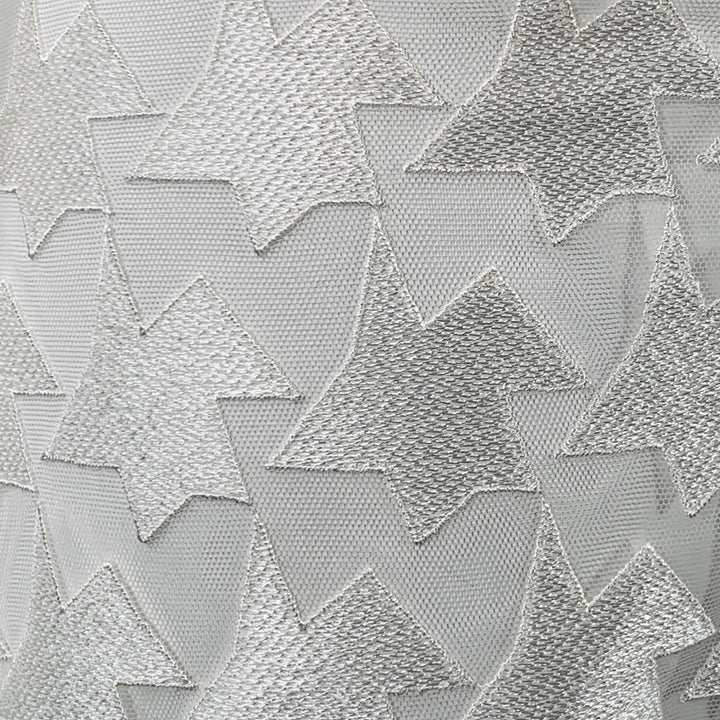 AKRIS Size 10 White Polyester Abstract Lace Nehru Collar Shirt