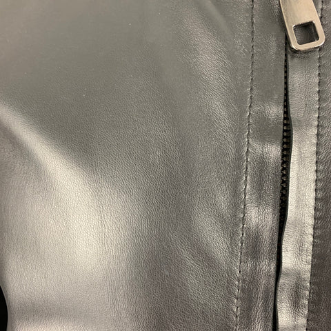 DOLCE & GABBANA Size 42 Black Lambskin Leather Bomber Jacket