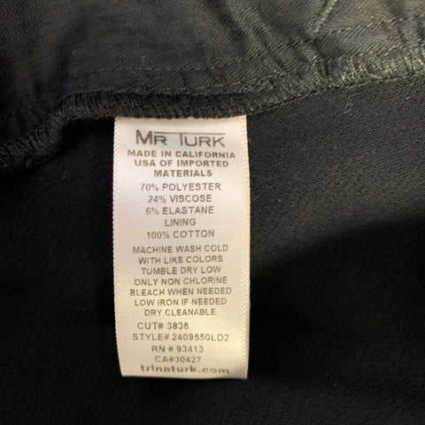 MR TURK Size 36 Black Polyester Blend Flat Front Dress Pants