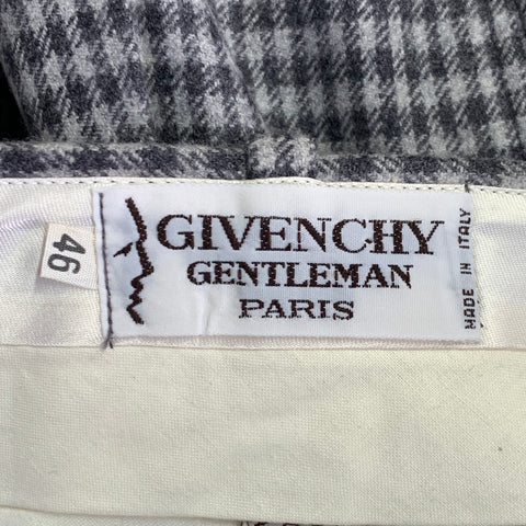 GIVENCHY Size 30 Grey Charcoal Checkered Virgin Wool Pleated Dress Pants