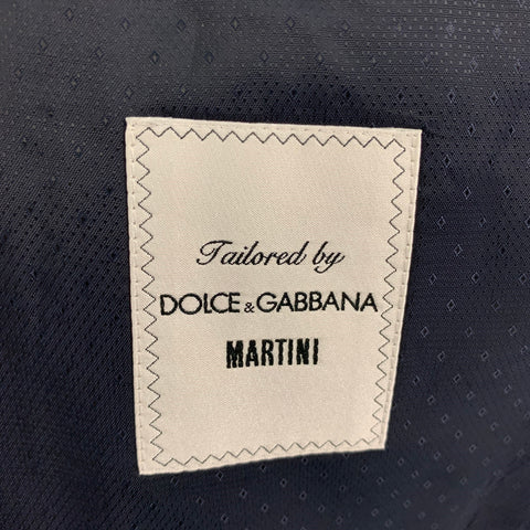 DOLCE & GABBANA Size 42 Navy Pattern Wool Blend Suit