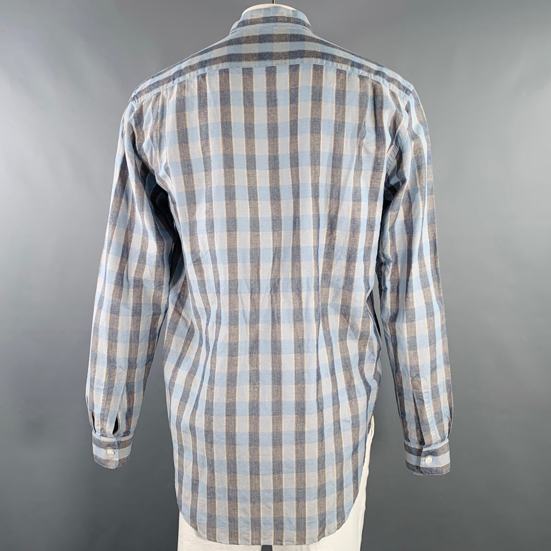 OUR LEGACY Size L Blue Grey Plaid Cotton Button Up Long Sleeve Shirt