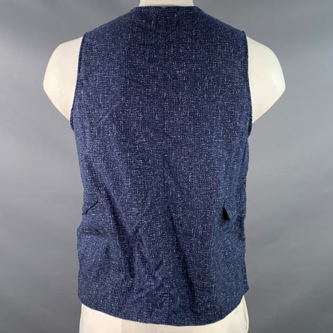 POST O'ALLS Size L Navy Grey Marbled Cotton Utility Vest